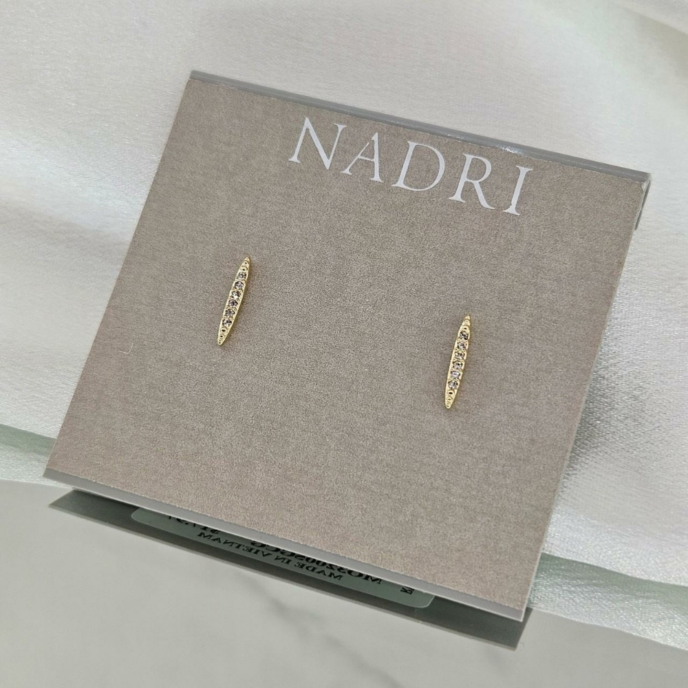 Nadri Earrings Gold Tone Cubic Zirconia Kate Pavé Small Stud Earrings Dainty New